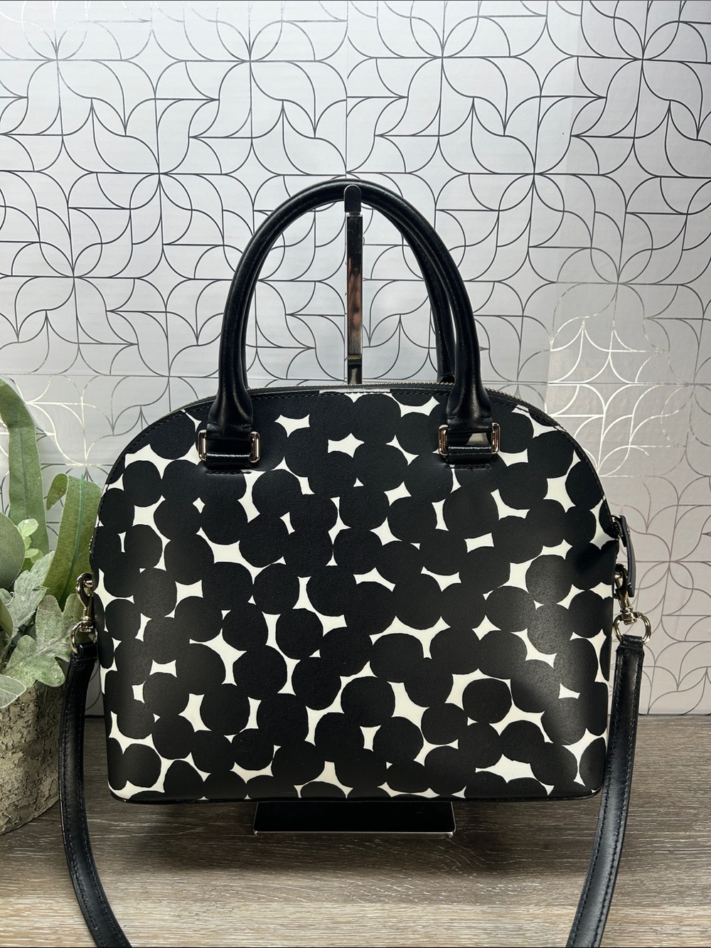 kate spade Black & White Patterned Dome Satchel - Picture 2 of 12